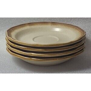 Set Of 4 Vintage MCM Mikasa Whole Wheat Saucers E8000 Stoneware 6.5" Plates